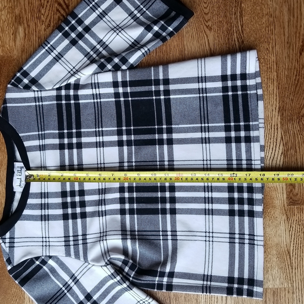 (4) Joseph Ribkoff 3/4 Length Sleeved Top Plaid Print Tartan Statement Sleeves - Picture 4 of 8